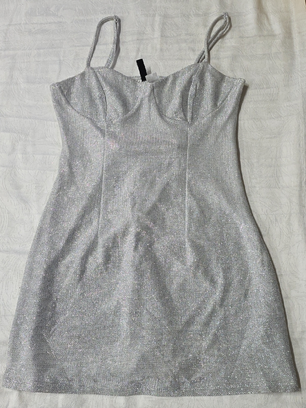 H&M Divided Silver Metallic Sparkle Mini Dress | Size S - Picture 1 of 4